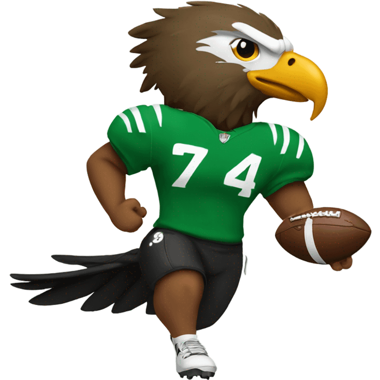 Eagle playing football in Kelly green uniform emoji