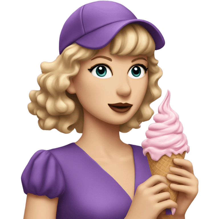 Taylor Swift eating ice cream in a purple dress emoji