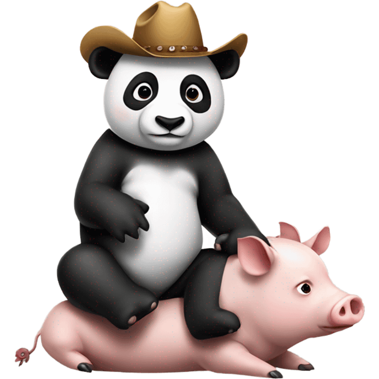 Panda riding a pig with cowboy hat emoji