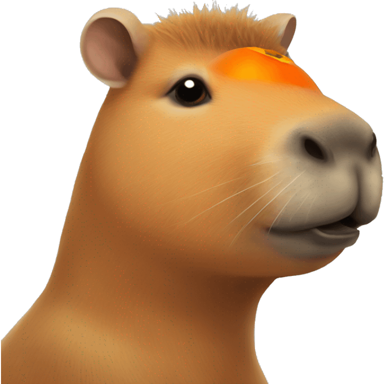 Capybara with an orange on its head emoji