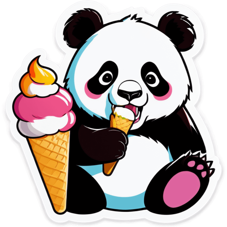 Panda eating ice cream emoji