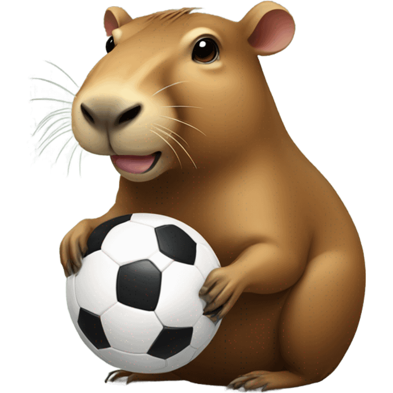 Capybara holding a soccer ball emoji