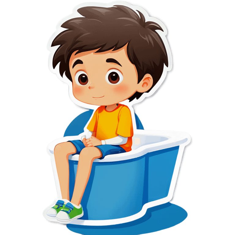 Boy sitting in the bathroom  emoji