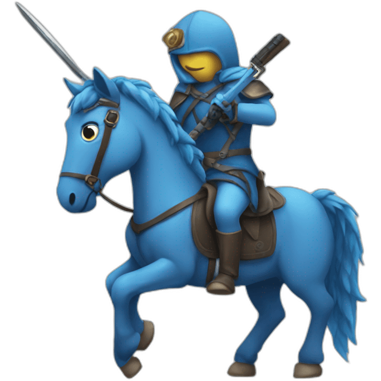 Blue horse holding a weapon emoji