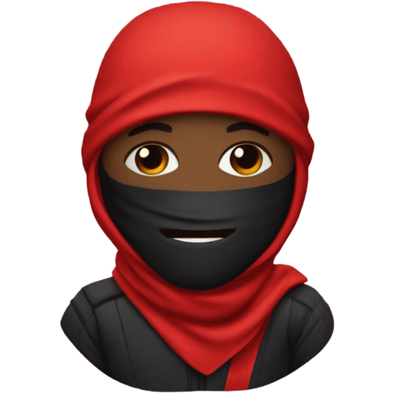 One black male ninja, wearing a red ski mask that has a bandana pattern  emoji