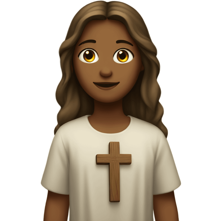 Girl  standing by Jesus emoji