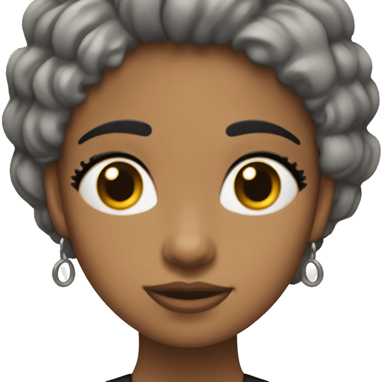 Chica con pelo negro, morena, ojos negros, pelo algo corto y liso  emoji