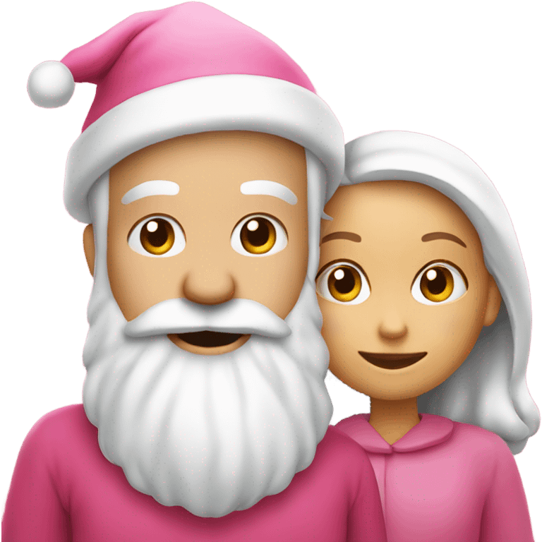 Santa claus in pink and girl emoji