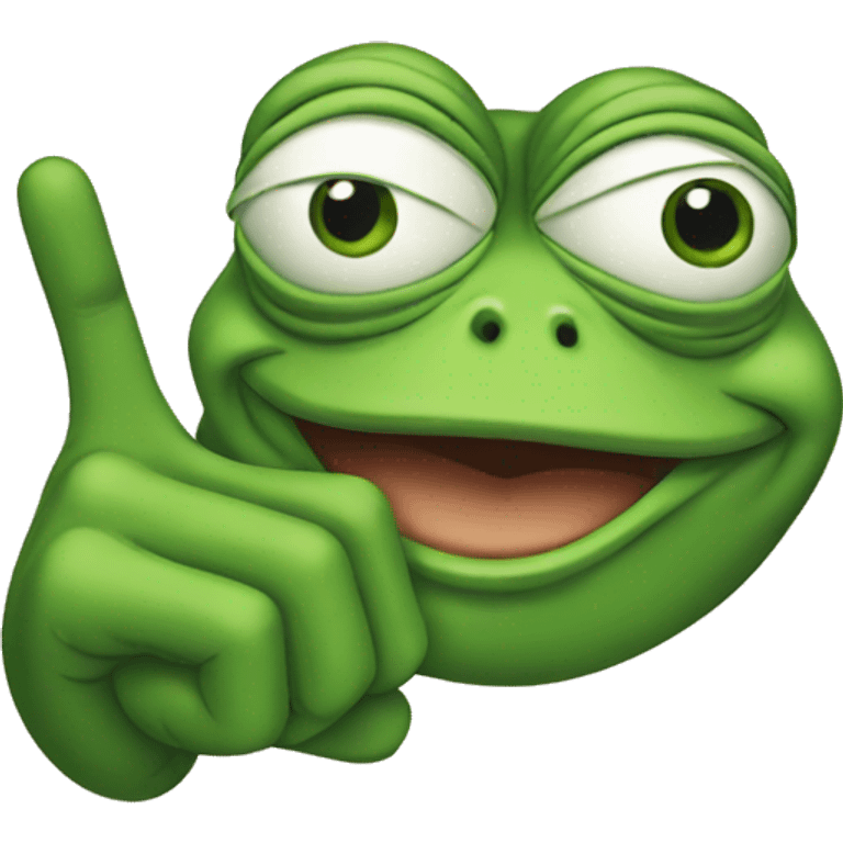 Pepe the frog points his hand emoji