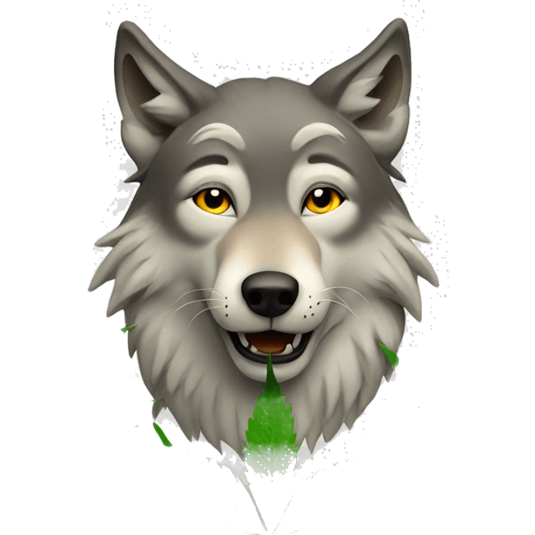 Wolf with marijuana emoji