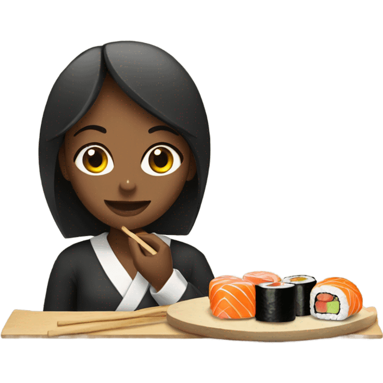 girl eating sushi emoji