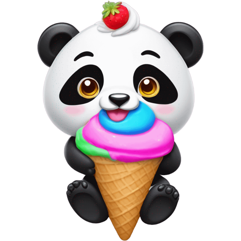 Panda eating ice cream emoji