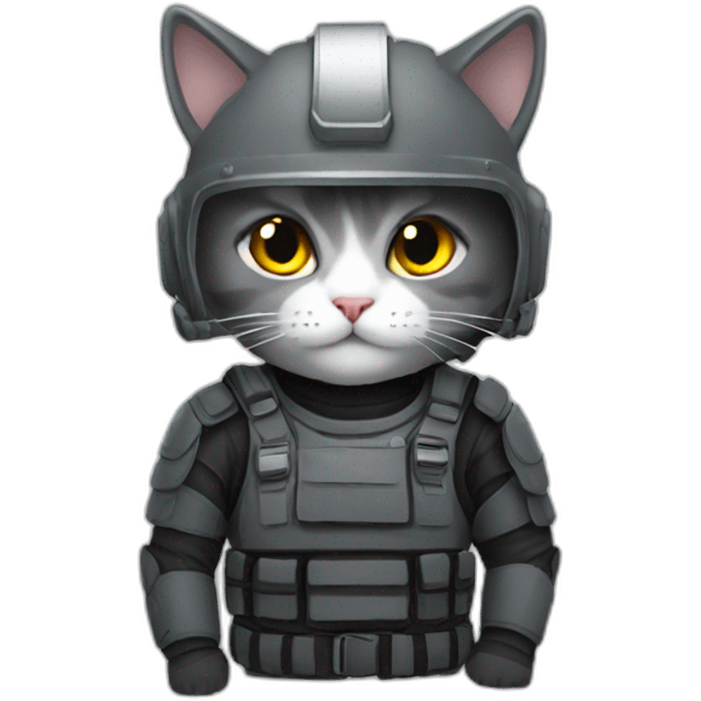 grey cat in riot gear emoji