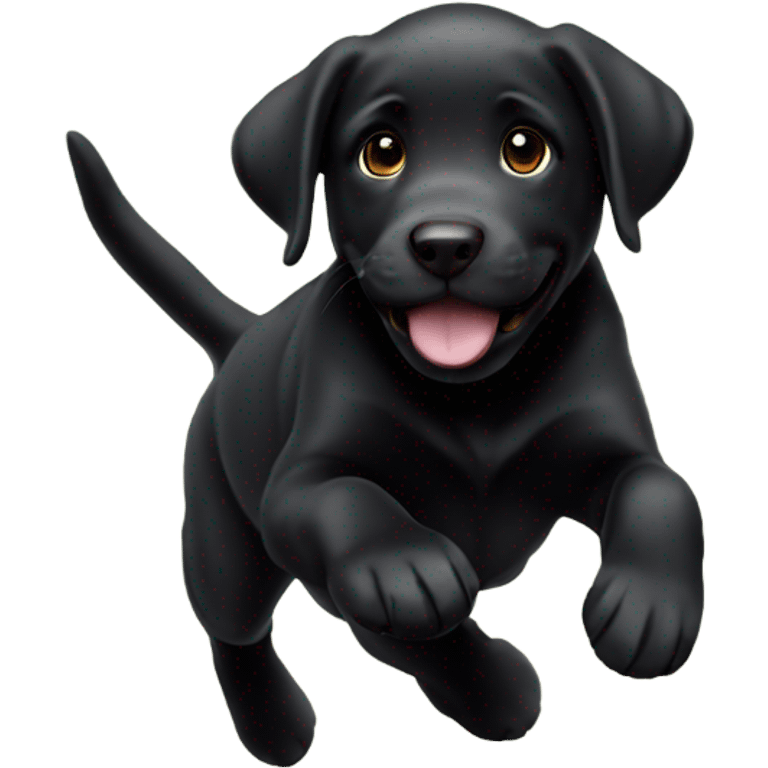 Black Labrador puppy jumping emoji