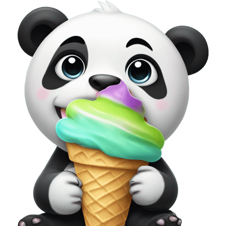 Panda eating ice cream emoji