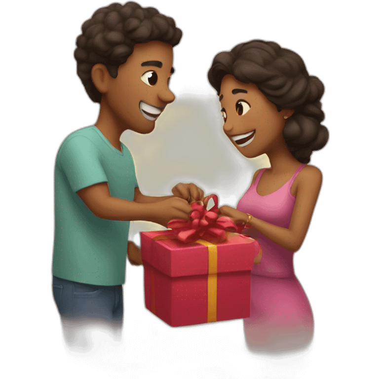 latin couple opening gift emoji