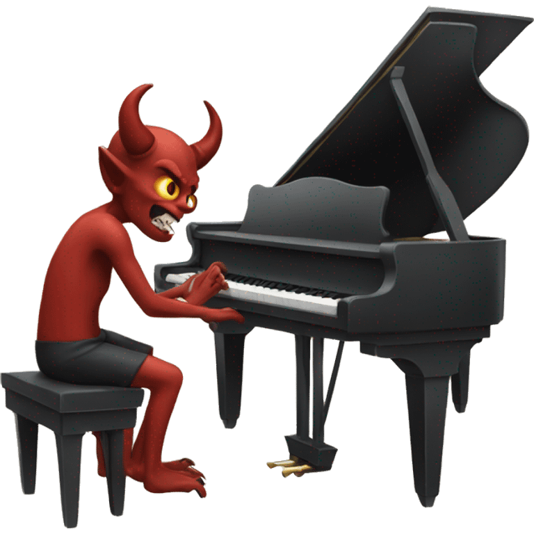 demon playing the piano in the style of an emoji emoji