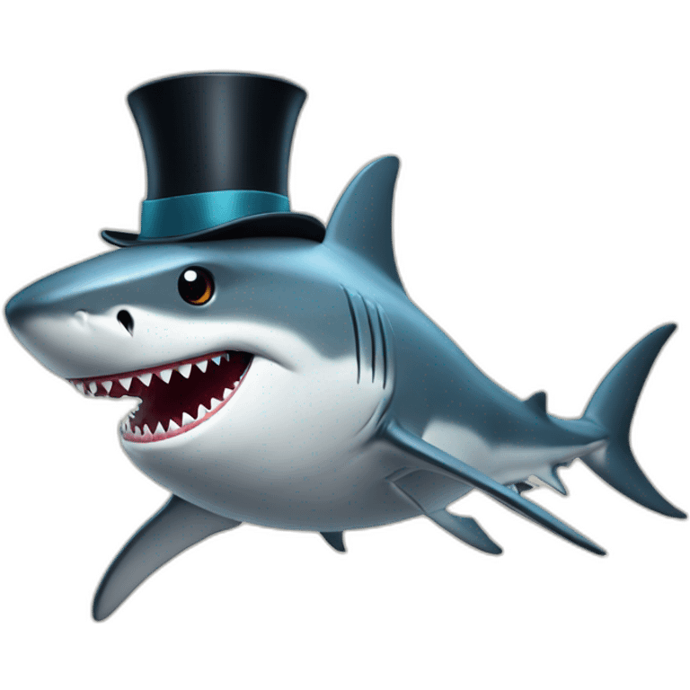 Shark with a top hat emoji