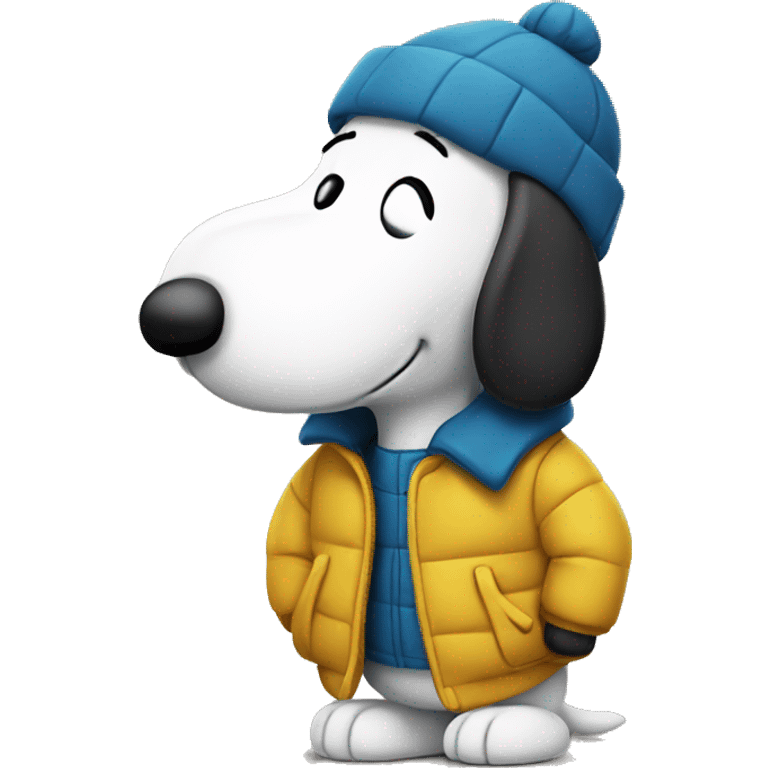 Snoopy with a puffer jacket emoji