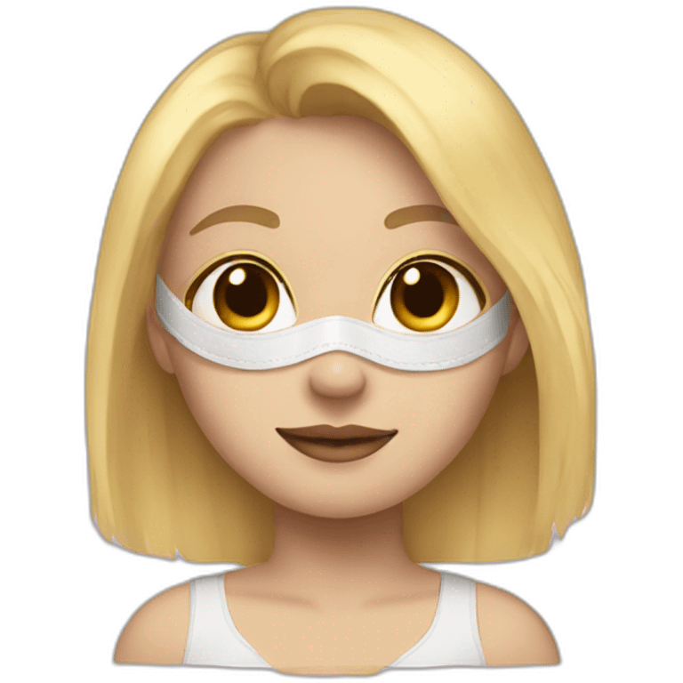 a girl with a blond hair and mask and cute face emoji