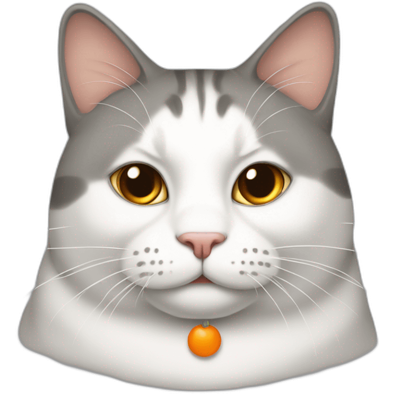 fat cat mostly white and gray with traces of orange emoji