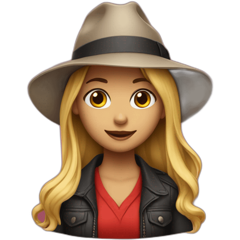 the girl in the red fedora hat emoji