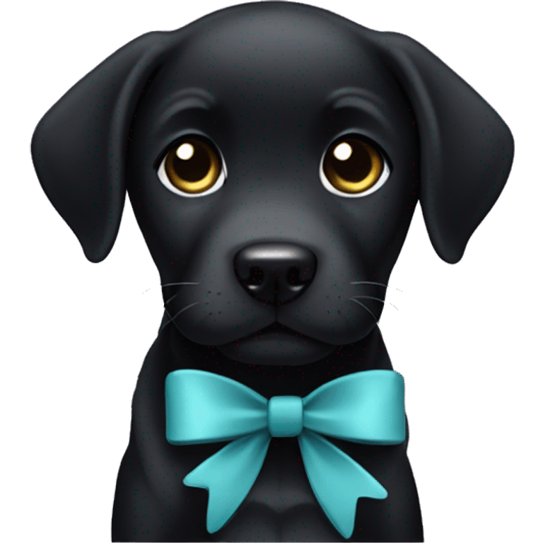 Black lab puppy with bow emoji