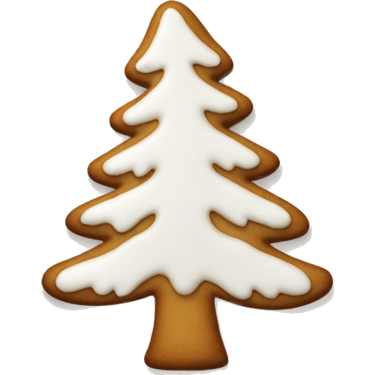 white frosted gingerbread cookie shaped like a pine tree emoji