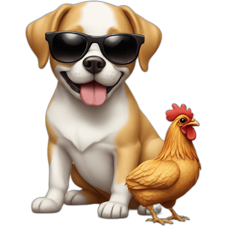 Dog eating a chicken with sunglasses  emoji