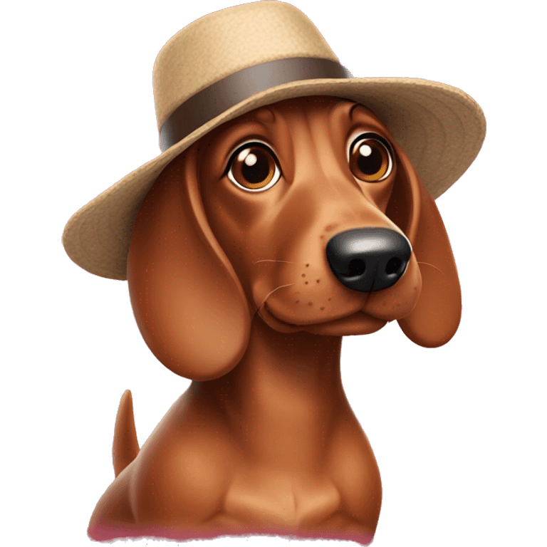 Sausage dog wearing hat emoji