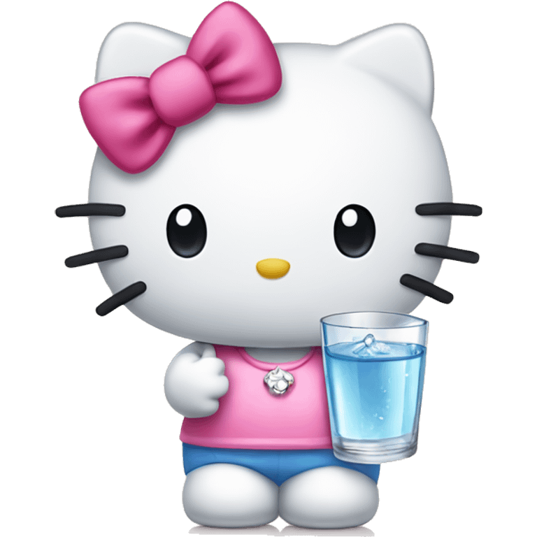 Hello kitty holding glass of water  emoji