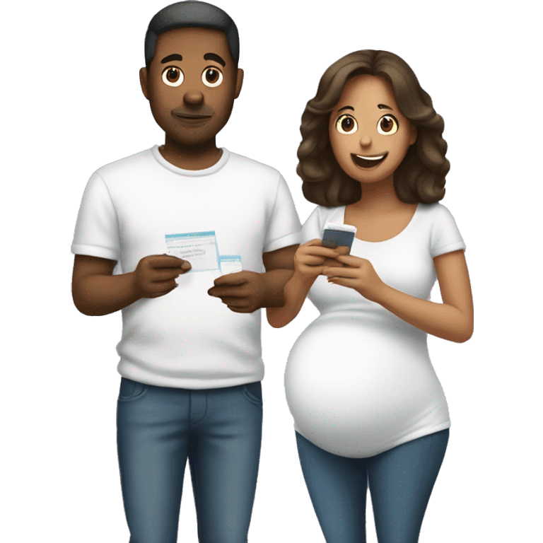 couple looking at pregnancy test emoji