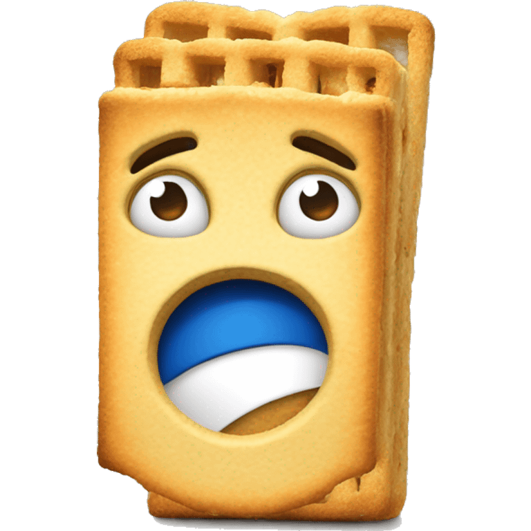 Un emoji en train de cracker avec un œil ouvert et l’autre fermé  emoji