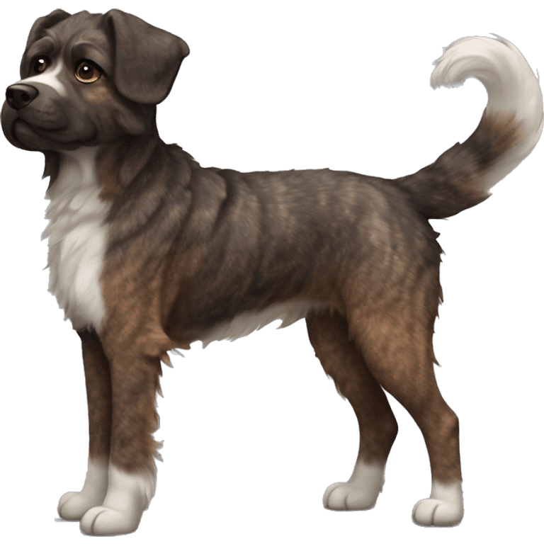 Brindle fluffy dog with brindle fur pointed ears  emoji