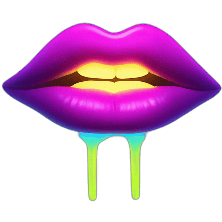 neon light lips emoji