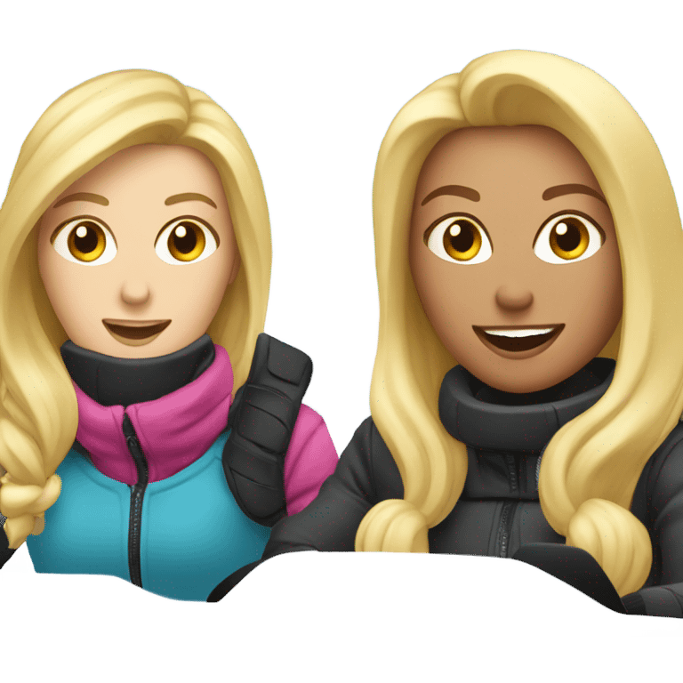 Two blonde women on snowmobile  emoji