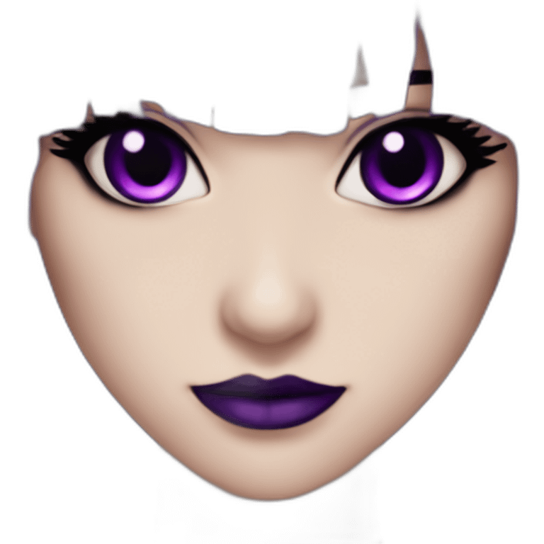 Elissabat-with-bangs-long-hair-dark-purple-and-black-vampire-goth-makeup-pinkeyes-romanticgothcloses emoji