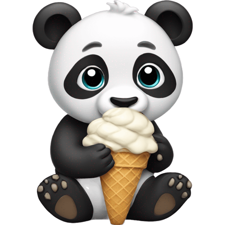 Panda eating ice cream emoji