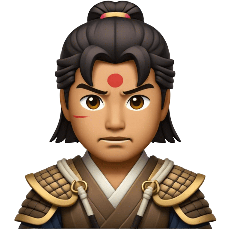 Cinematic Realistic Samurai Pop Culture Emoji, depicted with a noble, stoic portrayal of a samurai warrior rendered with crisp detail and dramatic, traditional lighting. emoji