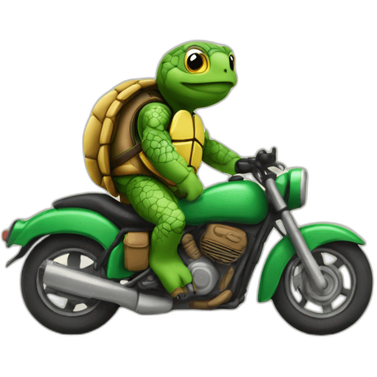 Tortue sur une moto emoji