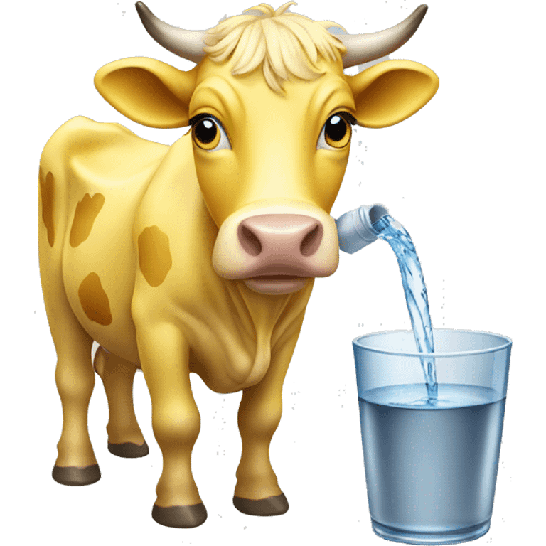 Yellow cow drinking water  emoji