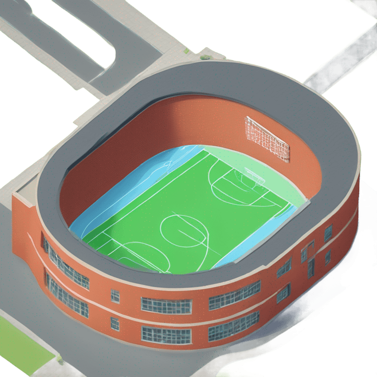 isometric single storey curved red brick sports hall emoji