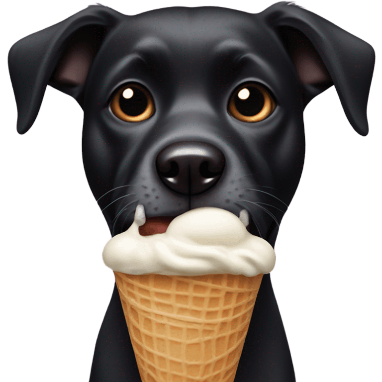 black dog eating ice cream   emoji