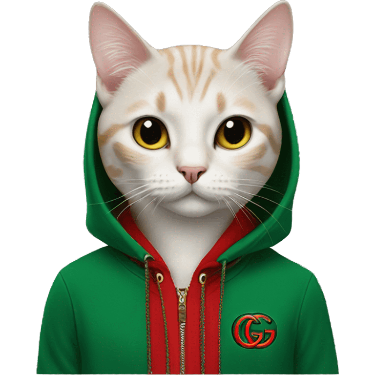 CAT wearing a gucci hoodie emoji