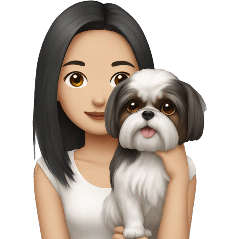 Chinese girl with a shih tzu emoji