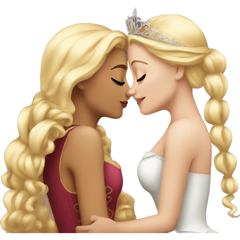 2 women princesses couple blonde deep kiss emoji