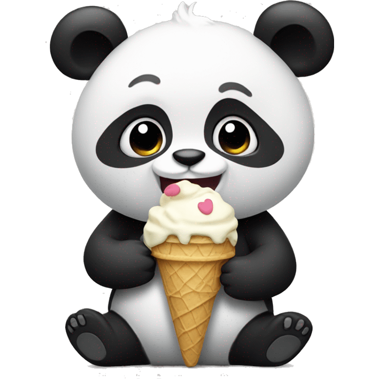 Panda eating ice cream emoji