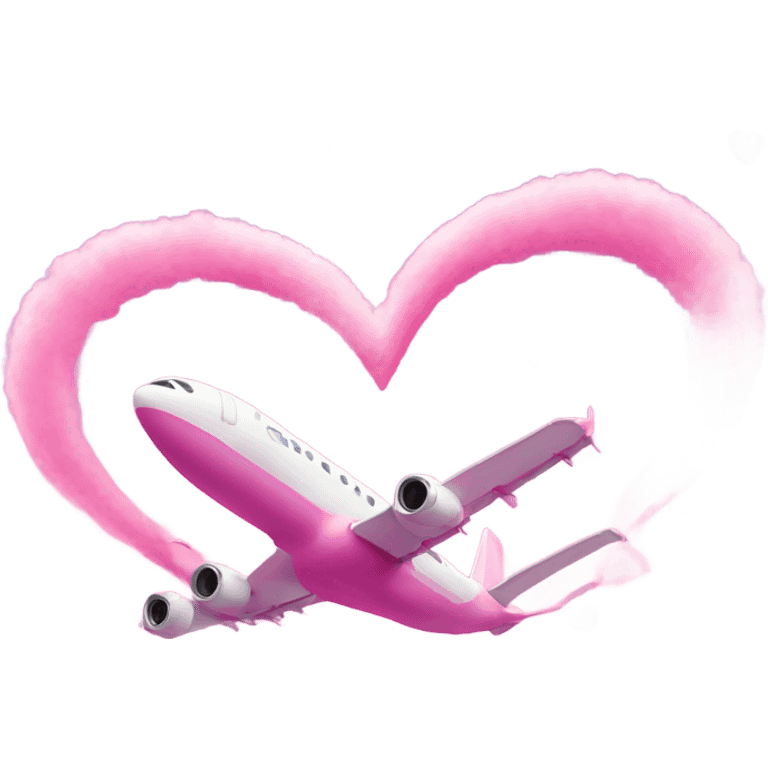 Pink plane drawing heart trail in sky emoji