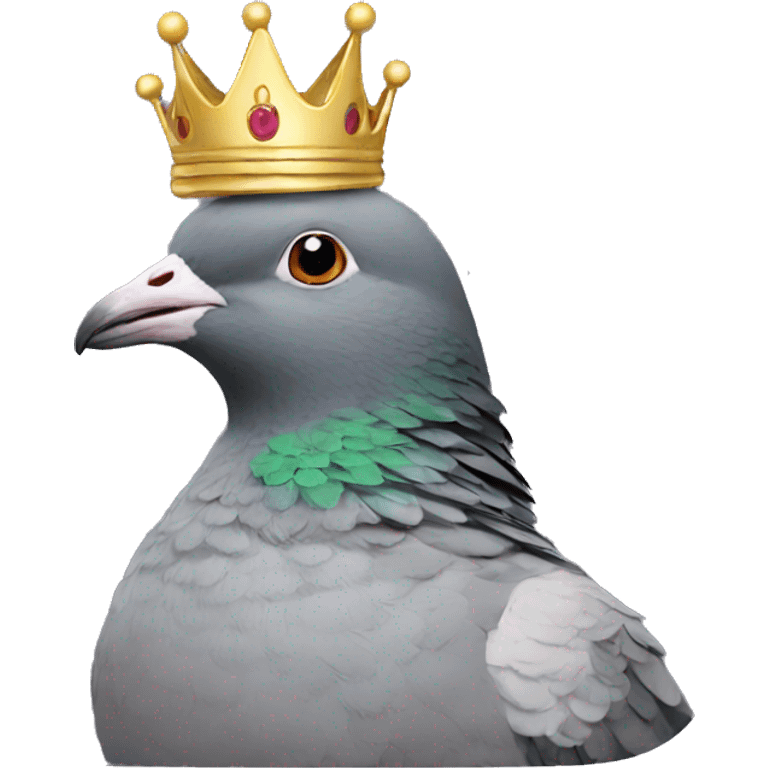 Pigeon wearing a crown and a crown emoji