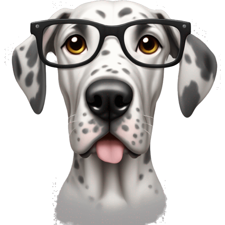 merle great dane with glasses emoji